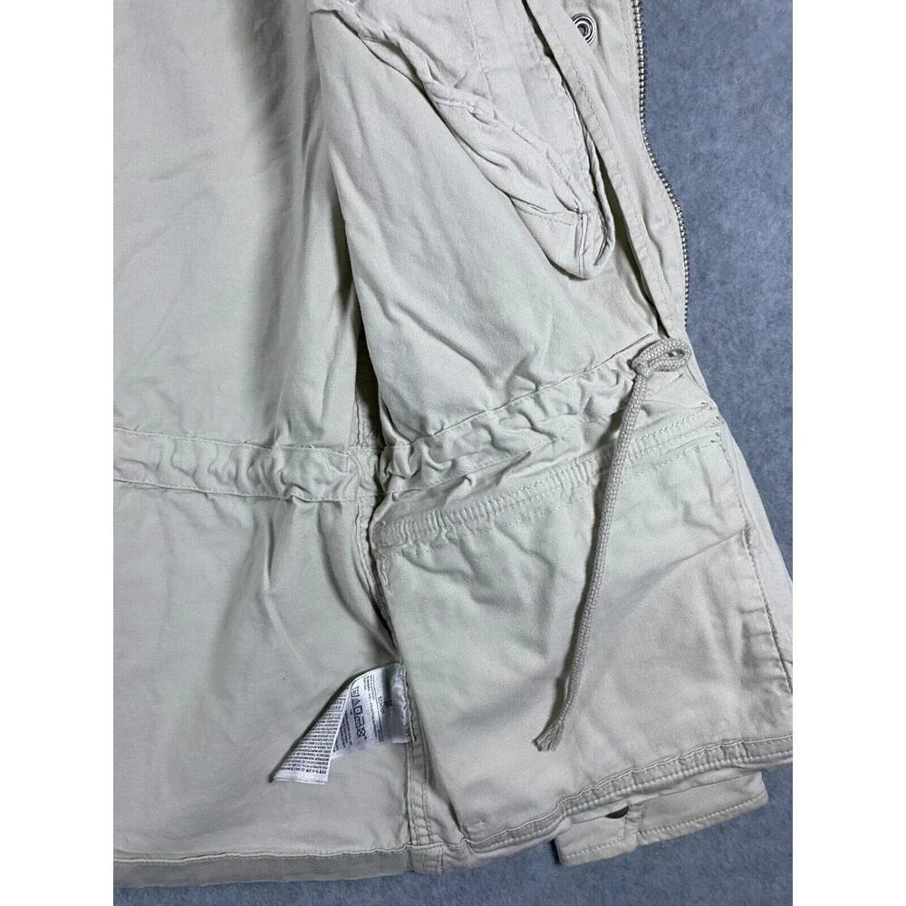 Gap Field Jacket Women's XS Beige Cotton Full Zip Cinched Waist‎ Utility Hooded